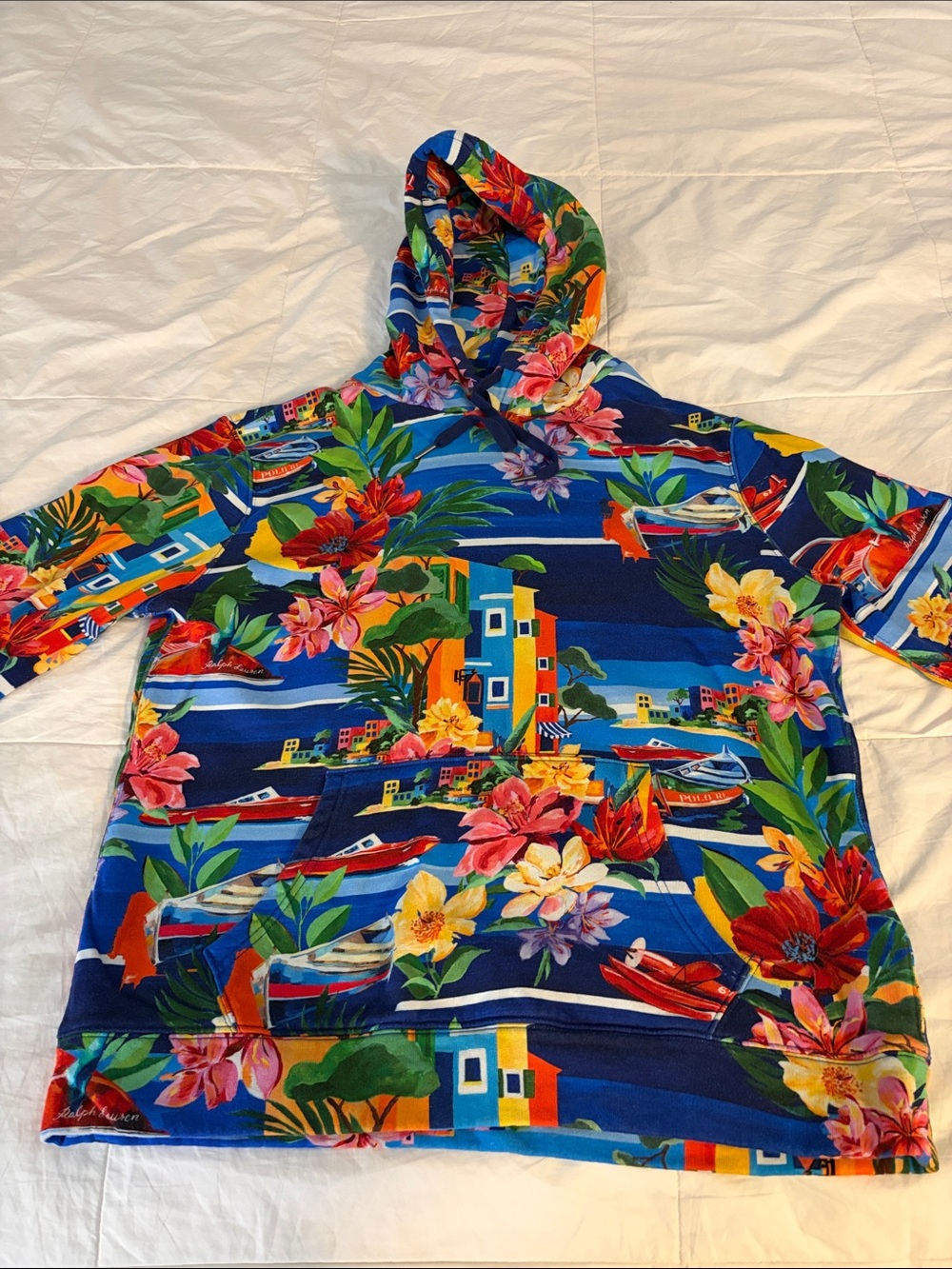 Polo Men’s Hawaiian Floral Hoodie One-Piece - Blue Floral